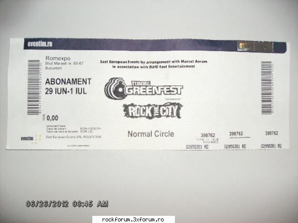 vand abonament tuborg green fest 3 days pass normal 100 ron. pret oficial 191 ron.  tuborg greenfest
